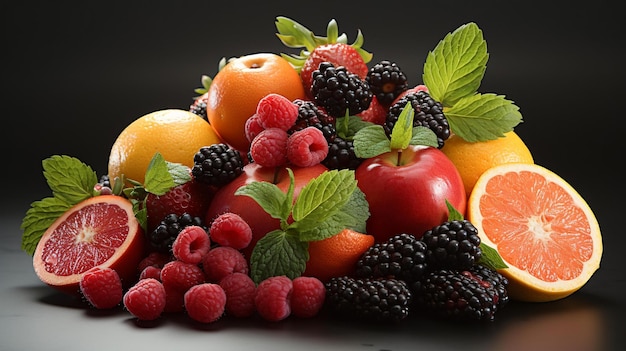 photo fresh fruits isolated on background