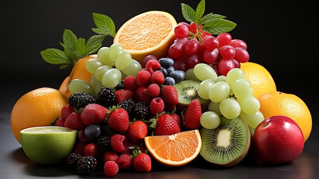 photo fresh fruits isolated on background