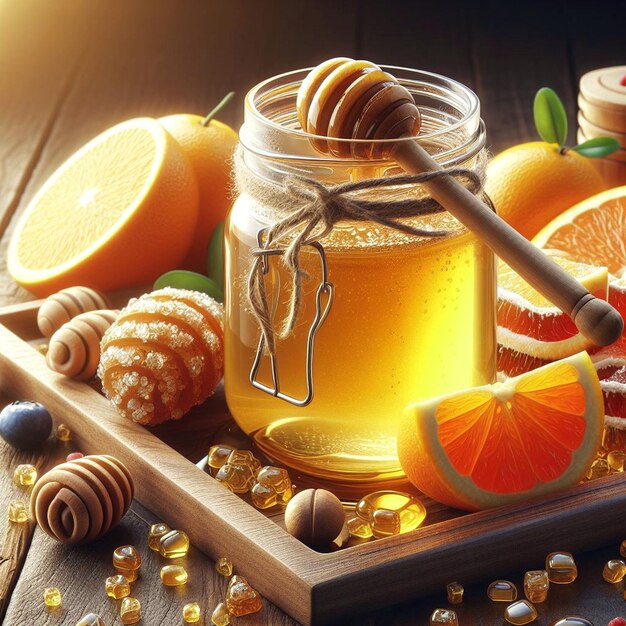 Photo photo of fresh honey in jar