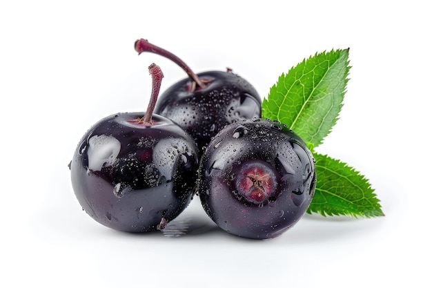 photo of a fresh juneberry fruit isolated on white background