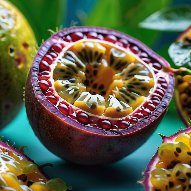 Photo photo of a fresh passion fruit isolated on paper background