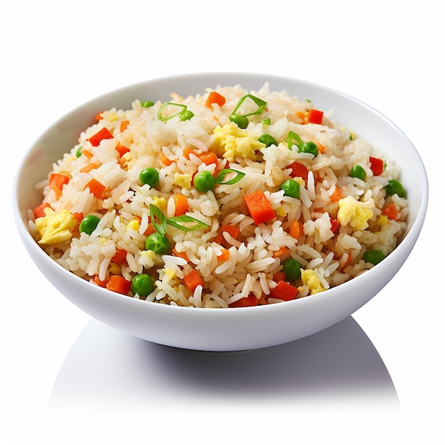 photo of fried rice isolated white background