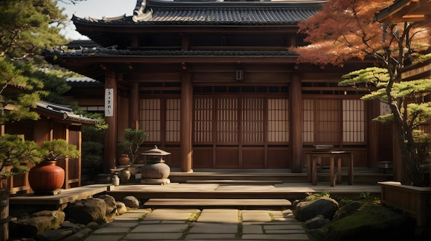 photo front view of entrance to japanese traditional house