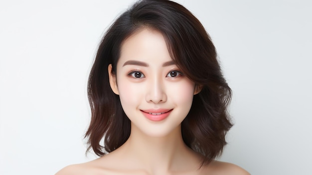 photo front view Korean woman posing in studio generated by AI