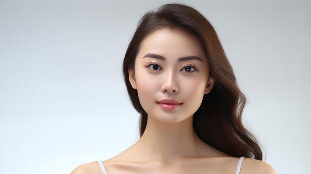 photo front view Korean woman posing in studio generated by AI