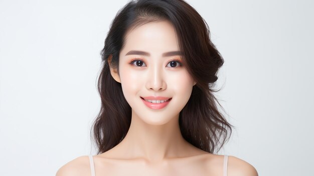 photo front view Korean woman posing in studio generated by AI