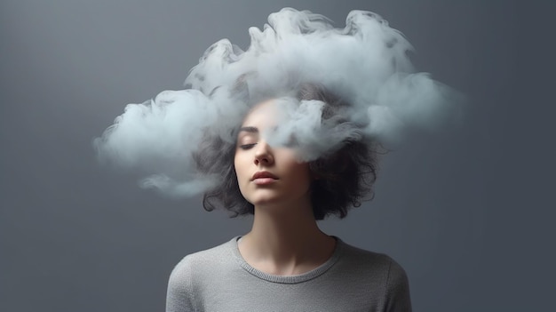 a photo of girl with some clouds