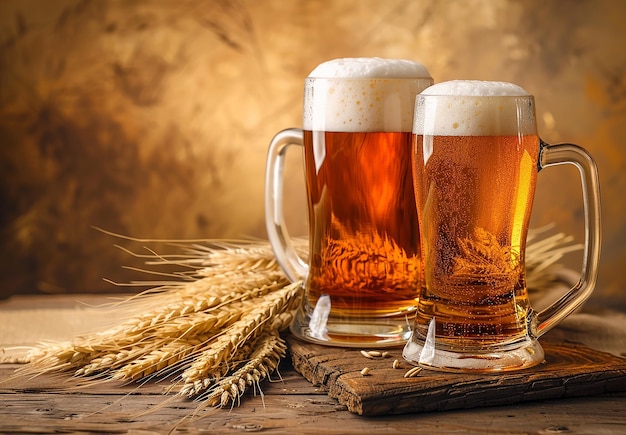 Photo of glasses of beer alcohol with wheat