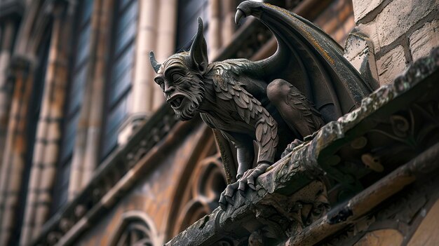 Photo a photo of a gothic cathedrals gargoyle