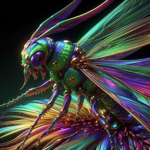 A photo of grasshopper shiny animal AI Generated