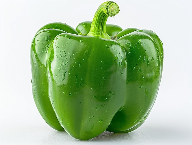 Photo of a green bell pepper isolated on white background