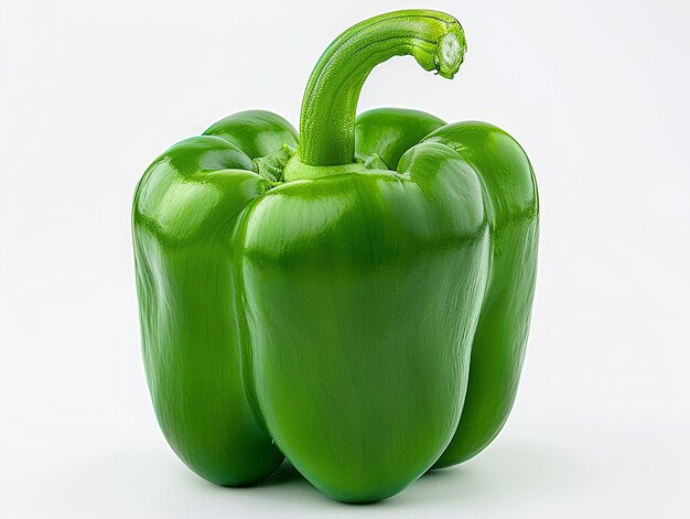 Photo of a green bell pepper isolated on white background