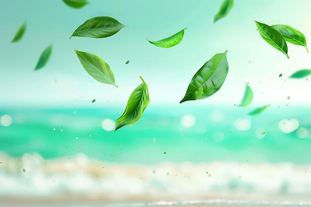 a photo of green leaves floating in the water