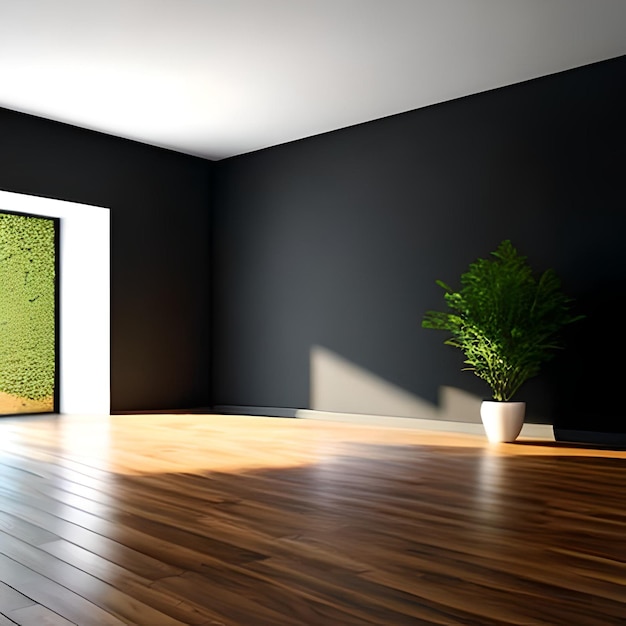 Photo green wall mockup with green plant and shelf3d rendering ai generated