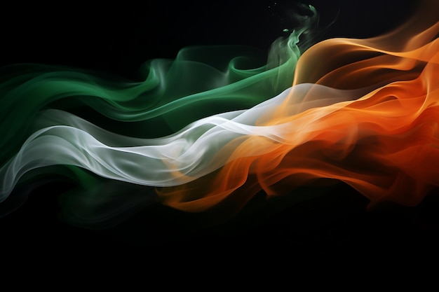 Photo greeting of indian independence day smoke indian flag colores illustration on black