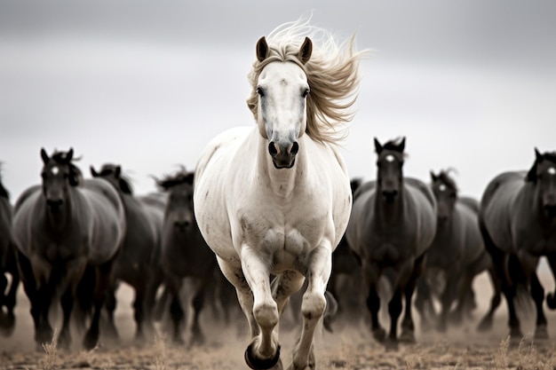 Photo of Griffin with a herd of horses