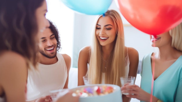 Photo of a group of friends partying at home