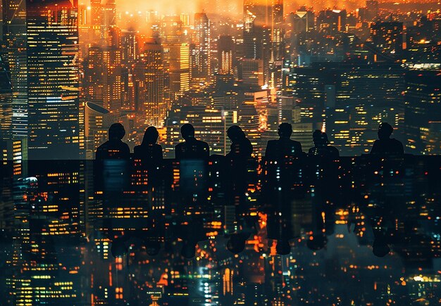 Photo of a group of people are standing in a city with the city in the background