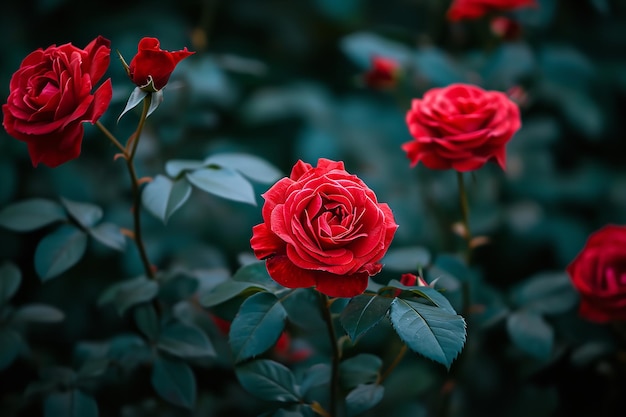 Photo of group of red nice roses High quality photo 8k