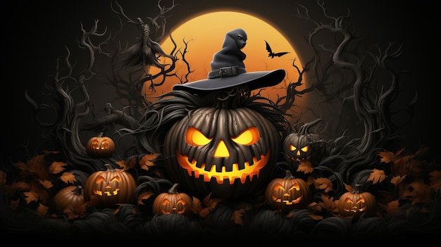 photo Halloween pumpkin isolated on background generated by AI