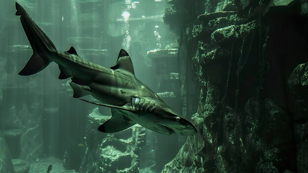 A photo of a hammerhead shark swimming