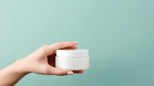 A photo of a hand holding a tube of cleanser mock up