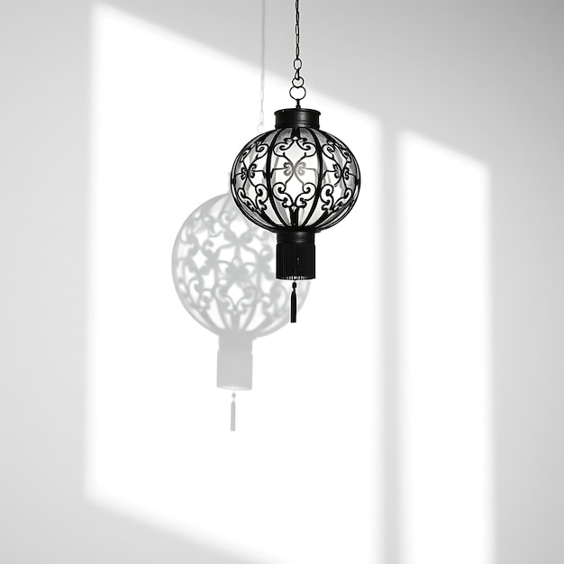 Photo of Hanging Lantern Shadows Creating Soft Diffused Light Warm Glows With Intricate Designs E