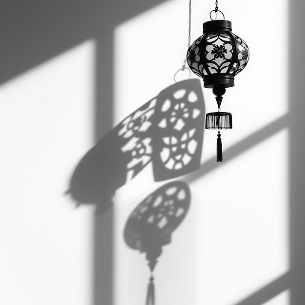 Photo photo of hanging lantern shadows creating soft diffused light warm glows with intricate designs e