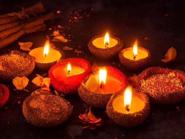 Photo happy diwali indian festival background with candles diwali day happy diwali day