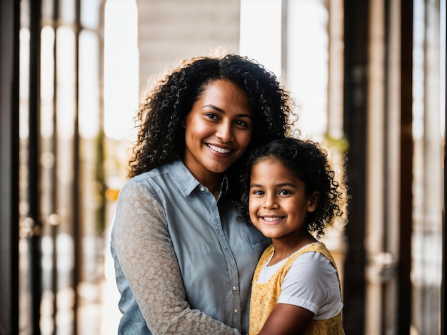 photo of happy family mother and daughter generative AI