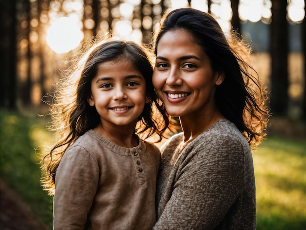 photo of happy family mother and daughter generative AI