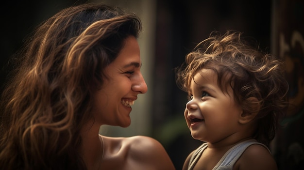 photo of the happy mother and kid