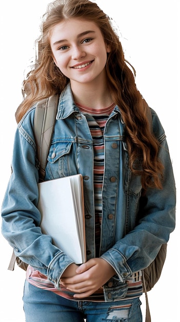 Photo of happy student portrait college girl student