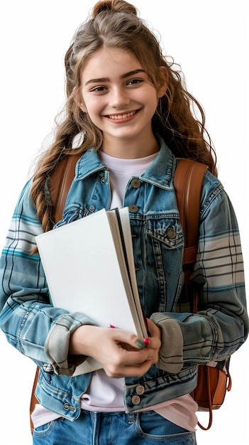 Photo of happy student portrait college girl student