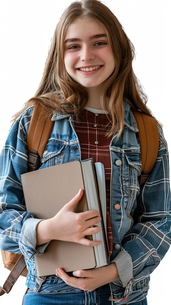 Photo of happy student portrait college girl student