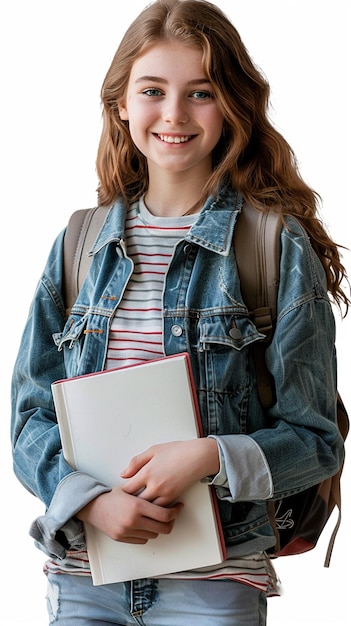 Photo of happy student portrait college girl student