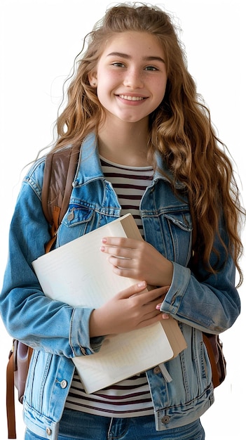 Photo of happy student portrait college girl student