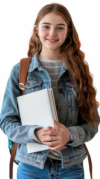 Photo of happy student portrait college girl student