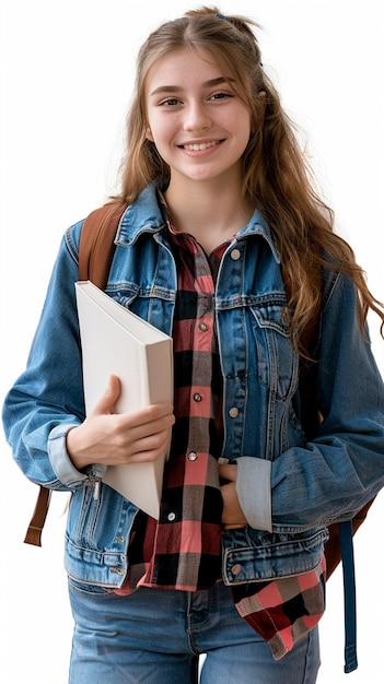 Photo of happy student portrait college girl student