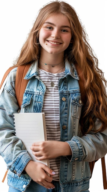 Photo of happy student portrait college girl student