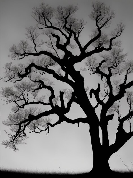 A photo of a hauntingly beautiful silhouette of a tree AI Generated