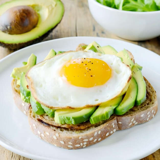 A photo of a healthy avocado and egg toast