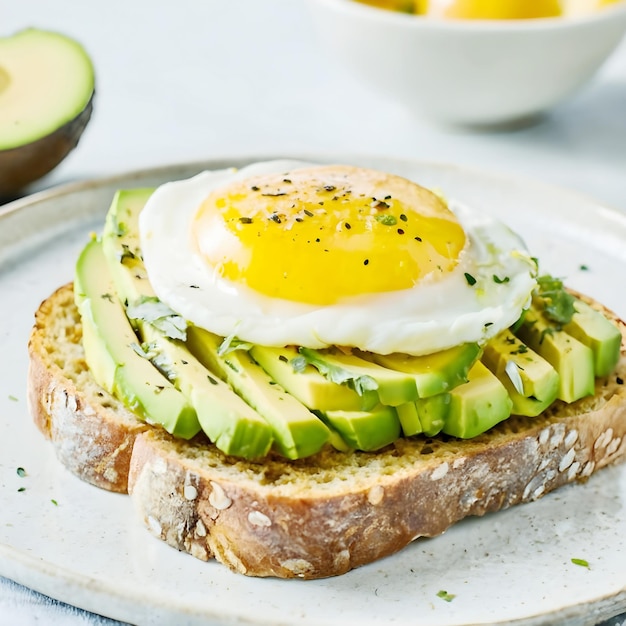 A photo of a healthy avocado and egg toast