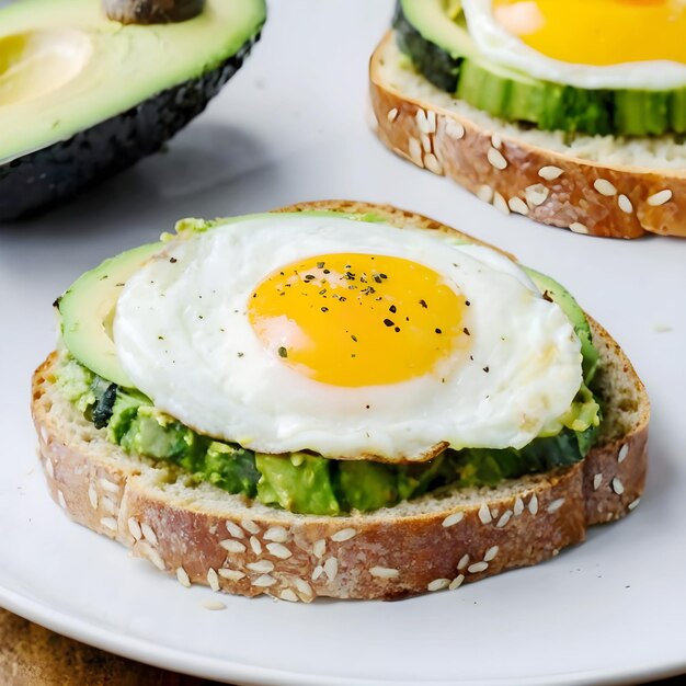 A photo of a healthy avocado and egg toast