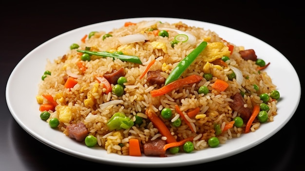 Photo of healthy and tasty vegetable rice and fried rice plates on the table