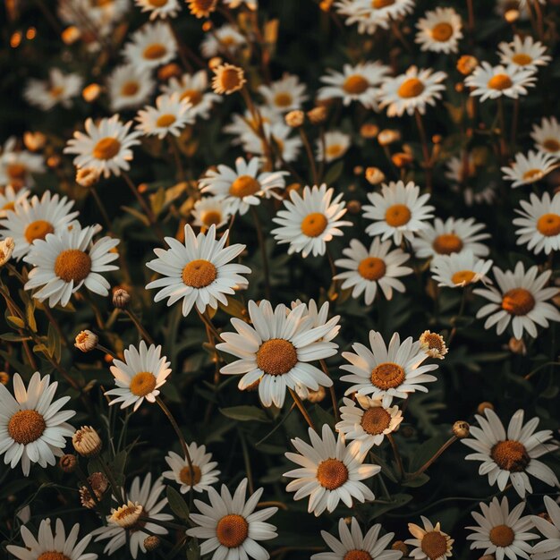 photo high angle shot of beautiful marguerite daisy flowers captured in a garden