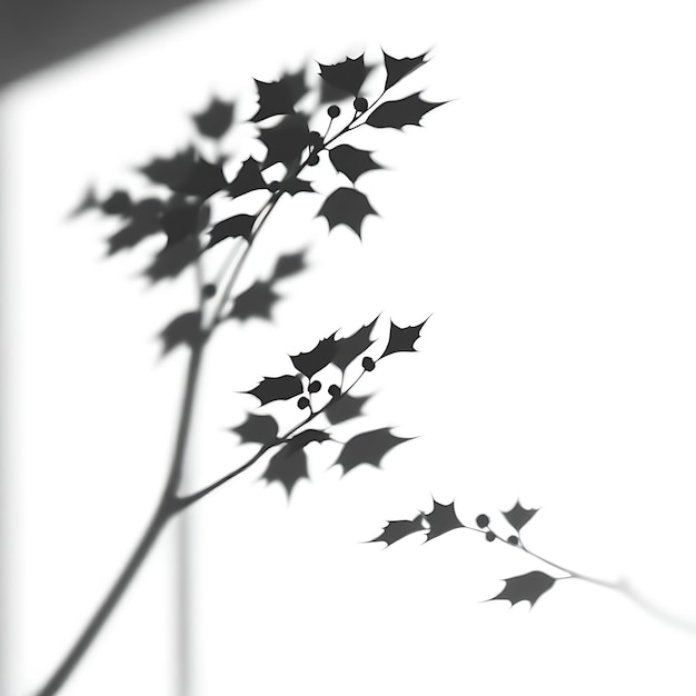 Photo of Holly Leaves Shadow With Sharp Spiky Outlines Strong Contrast and Bold Shapes Festive an