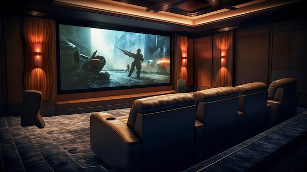 Photo a photo of a home theater room