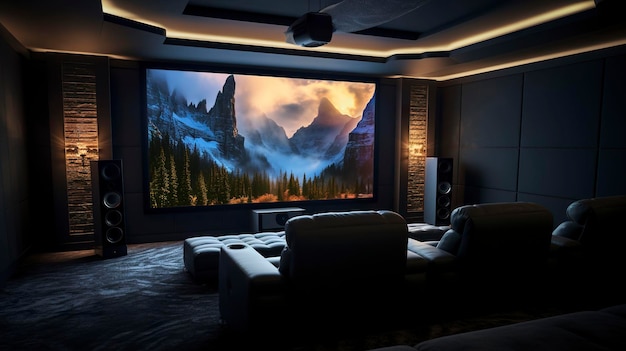 Photo a photo of a home theater screen with ambient light