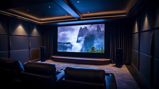 Photo a photo of a home theater screen with ambient light